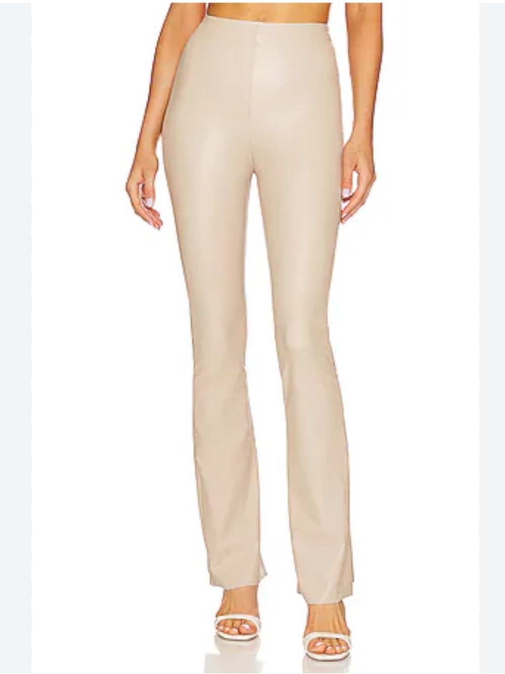 Commando Faux Leather Flare Legging in Sand is a high-rise Size S
